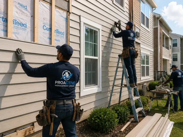 Vinyl Siding Replacement, Four-storey walk-up, Edmonton